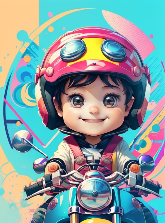 ) ((((cute baby boy with blue motorcycle helmet smiling) ((Mikey)) - Criador: Walt Disney2023) ), ,, ( Walt Disney acolchoamento ,multidimensional geometric wall PORTRAIT, arte, Chibi,
Yang08k, lindo, Colouring,Rose
Primary works, qualidade superior, melhor qualidade, Arte Oficial, Beautiful and Aesthetic,)) ), ,,  Walt Disney acolchoamento ,multidimensional geometric wall PORTRAIT, arte, Chibi,
Yang08k, lindo, (Colouring, rosa), amarelo ,azul ,vermelho e branco)
Primary works, qualidade superior, melhor qualidade, Arte Oficial, Beautiful and Aesthetic,