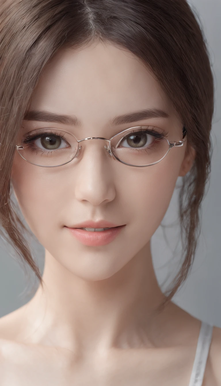Cute beautiful brunette in a tiny bikini, wearing glasses, full body, perfect angle, very detailed, 32 years old, flirty face, messy long hair, green eyes, high-res, masterpiece, best quality ,intricate details, highly detailed, sharp focus, detailed skin, realistic skin texture, texture, detailed eyes, professional, 4k, smile, shot on Canon, 85mm,shallow depth of field, kodak vision color, eyeshadow, extremely detailed, photo_\(ultra\), photorealistic, realistic, post-processing, max detail, roughness, real life, ultra realistic, photorealism, photography, 8k uhd, photography, pokies