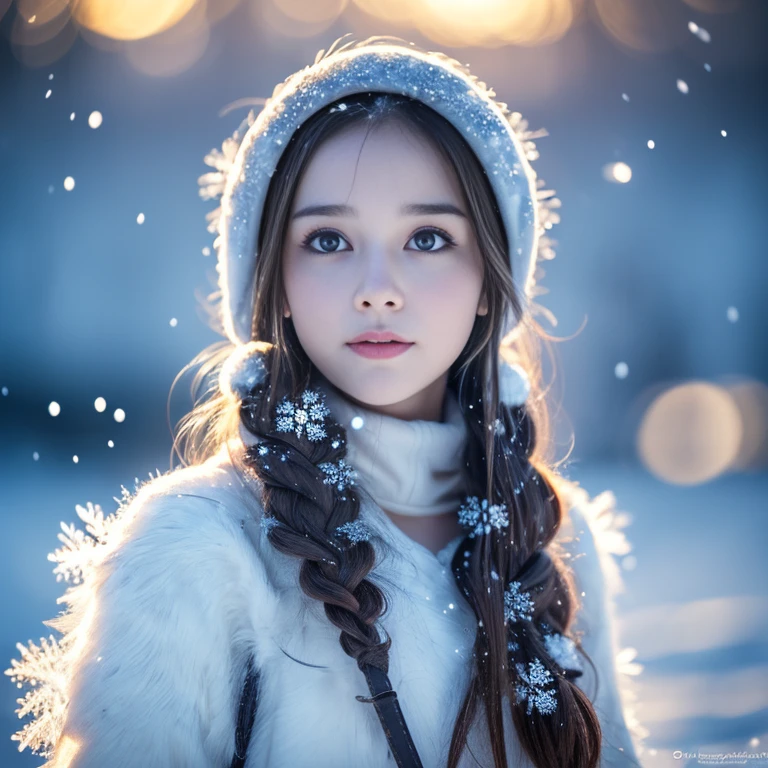 (raw photo:1.2), (photorealistic:1.4), (best quality:1.4), (ultra highres:1.2), (highly detailed:1.3), (HDR:1.2), (cinematic lighting:1.3), (detailed eyes), (detailed facial features), (detailed fur), (snowy background:1.2), cute little fox, standing pose, (3/4 body portrait:1.2), (fluffy tail:1.2), (soft fur:1.2), (adorable:1.2), (looking at viewer), (innocent expression), (soft lighting), (dreamlike), (fantasy-like:1.3), (ethereal:1.3), (magical:1.2), (snowflakes:1.2), (winter wonderland:1.3), (whimsical:1.2), (playful:1.2).