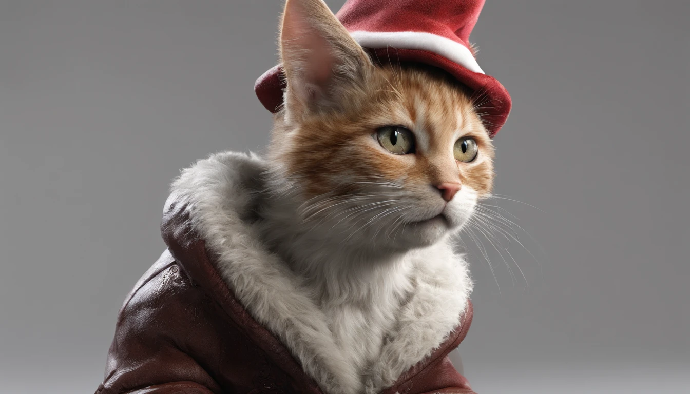 (((32k,high detal,high-detail、masterpiece,Attention to detail,full body Esbian,独奏))),masterpiece, top-quality,A kitten,Santa Claus Cosplay