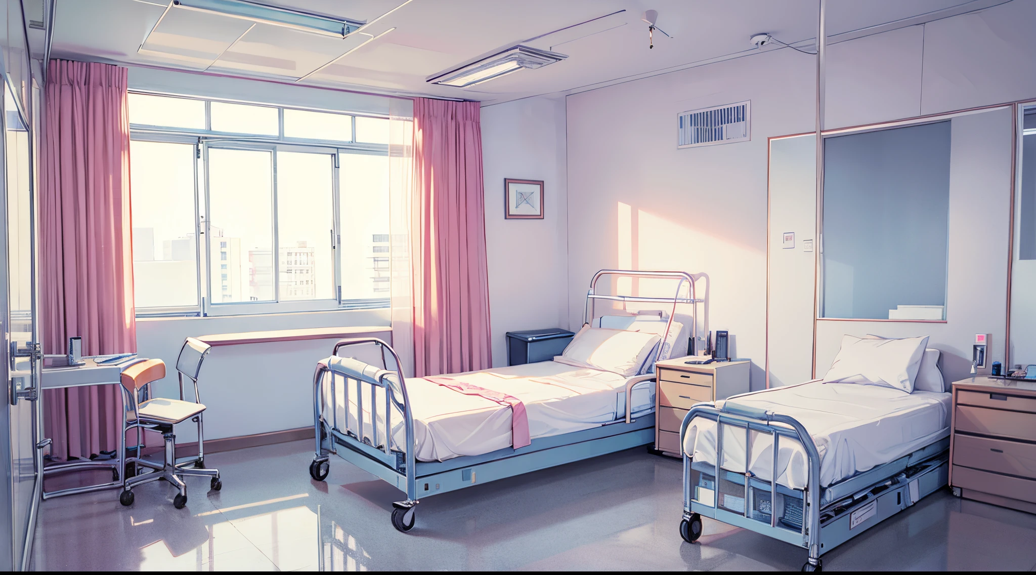 Backround only, hospital room, bedroom, windows, curtain, hospital, no person