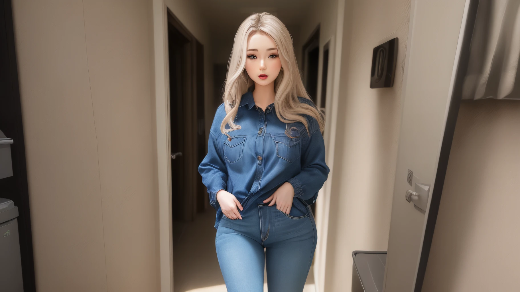 A fully clothed woman
