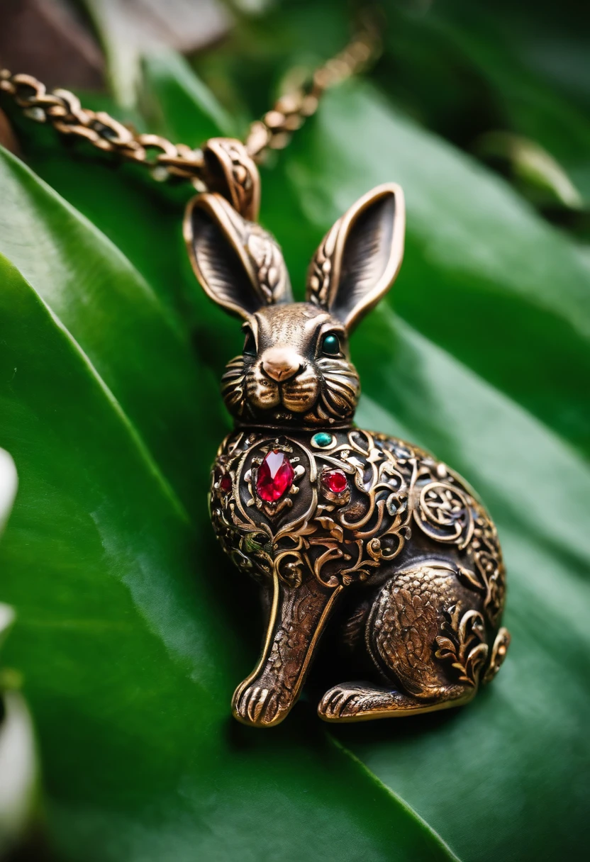A photo of a rabbit-shaped pendant necklace,original,I love rabbit., male