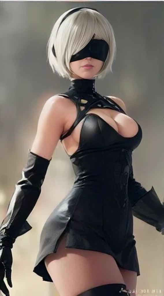 (best quality,ultra-detalhado,Realistic:1.37),(HDR,UHD),(retrato),(nier automata),(2b:1.1),(rosto delicado),(Corpo Perfeito),(venda preta),(Textura ultrarrealista)