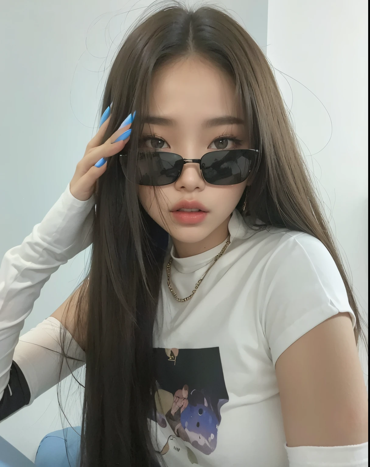 hay una mujer con cabello largo y gafas de sol posando, Blackpink Jennie, con gafas de sol, Jossi de Blackpink, ulzzang, con el pelo largo, Heonhwa Choe, Retrato de Jossi de Blackpink, con gafas de sol, Jisoo de Blackpink, e-chica, E - Chica, Parque Ji-min, Krystal, Jisoo de Blackpink, Taejune Kim