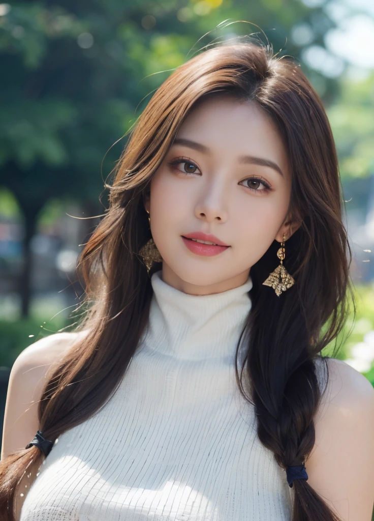 (Female, 22 years old), (Medium big breasts:1.3), rose garden、Lots of red roses on the background、 ((Grab the viewer's hand)), (master piece: 1.3), (max resolution: 1.4), (UltraHD: 1.2), cinematric light, UltraHD, (Detailed eyes and skin), (detailed facial features), nffsw, 8K分辨率, Perfect Style, beautiful countenance、Highly detailed facial and skin texture、A detailed eye、二重まぶた、Glitter Eyeliner:1.2、thin cheeks、(fair white skin:1.3)、shiny earrings,Red Rouge:1.2、shiny lip:1.2、((FULL BODYSHOT:1.2))、((From a very intimate distance:1.2))、((Navy High Neck Pipeknit Dress))、high-heels、(Layered Hair Style、lightbrown hair)、medium-Long hair、(Very attractive smile:1.2)