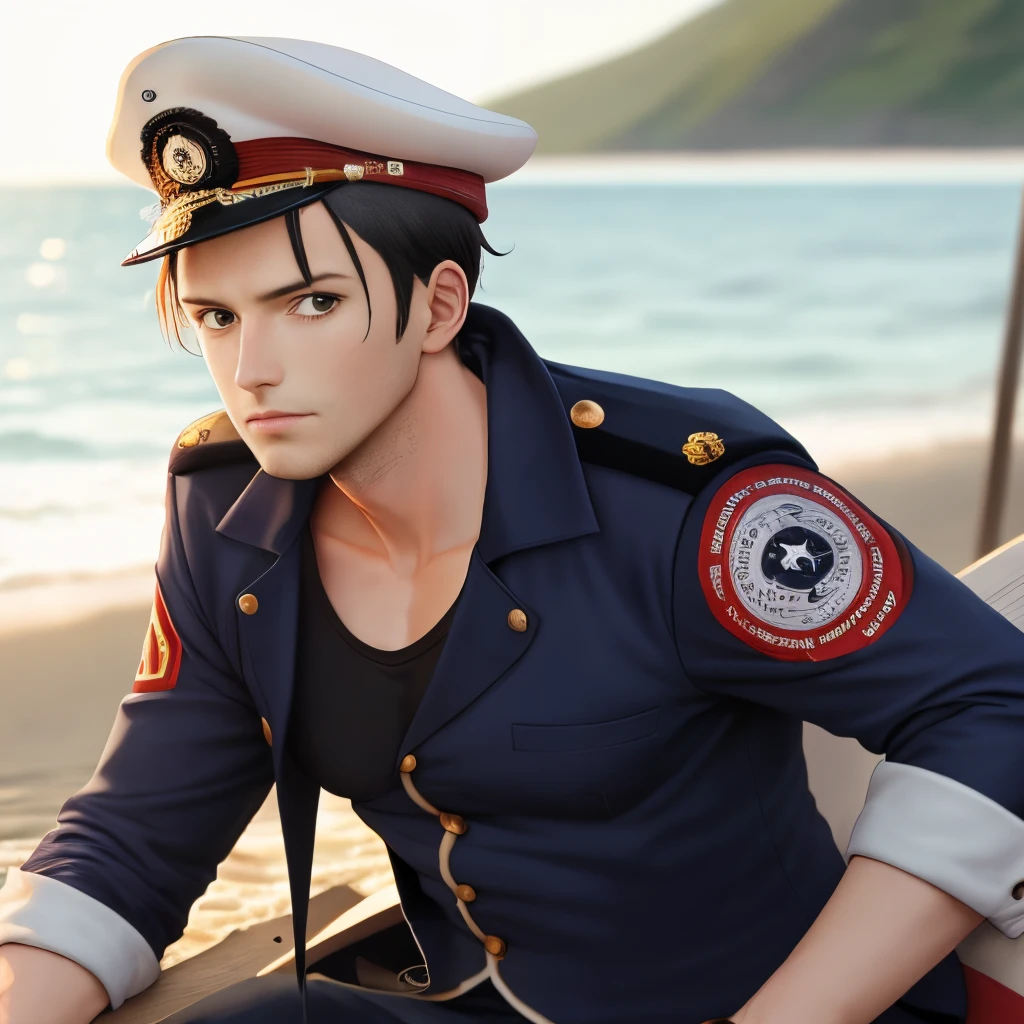 One Piece, Marine Lieutenant, male in his 30s.