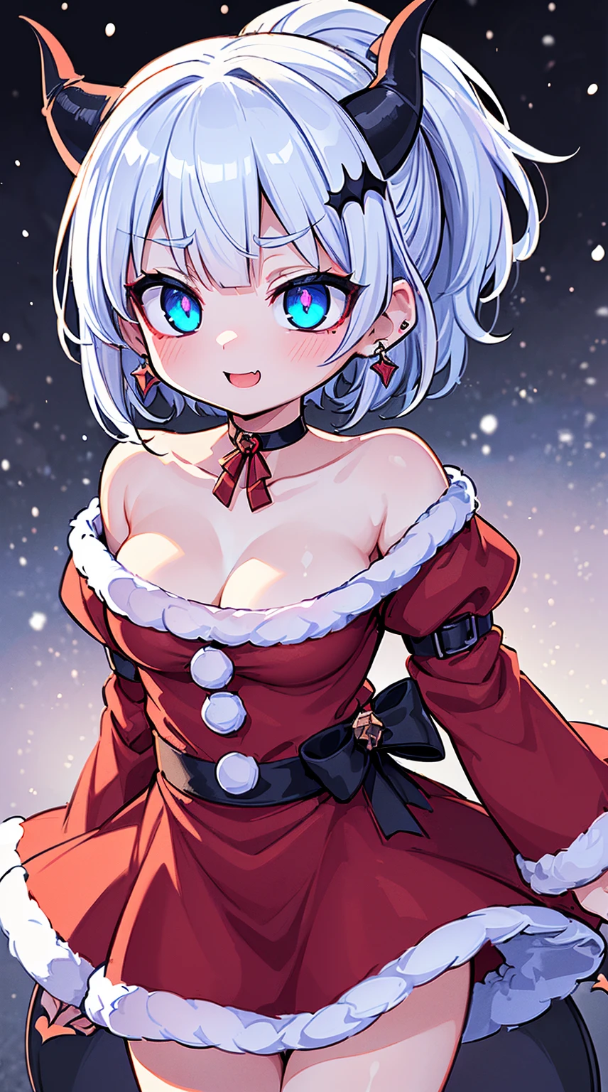 ((( (Winter background), (Snowing), (Christmas theme), (Slutty Santa outfit), ))) BLACKLIGHT, ((NSFW)), ((Medium Boobs)), realistic art, extremely delicate and beautiful, ultra-detailed, (1girl), ((Blue eyes)), floating, detailed light, illustration, dynamic angle, depth of field, ((((milf)))), girly, ((Blue and White hair, multicoloured hair, Blue highlights hair, (Ponytail), hair ornament, hair flower, flower, makeup, braid, smile)), demon eyes, fangs, pale white skin, (((best quality, tall girl, (skindentation), (blur background:0.6), (casual yet stylish, ((Demon Horns)), ), gorgeous, (short hair:1.5), soft lighting, wind, (front light:1.5), surprised, choker, smile, jewelry, earrings))), (ultra high res, best quality,), (8k, raw photo, best quality, masterpiece), technological sense, best quality, masterpiece, illustration,CG ,unity ,wallpaper, official art, Amazing, finely detail, an extremely delicate and beautiful,extremely detailed, highly detailed, sharp focus,rich background, (real person,photograph), ((high detailed skin)), ((( , (crazy eyes:1.3), (wide-eyed:1.2), (glowing eyes), (Demon) ))), (((a close up of a person with a weird face and nails, gothic maiden anime girl, gothic - cyberpunk, cyberpunk horror style, gothic art style, detailed digital anime art, gothic art, demon anime girl, gothic girl face, anime style 4 k, dark art style, anime cyberpunk art, gothic aesthetic, 18 - year - old anime goth girl, gothic horror vibes)))