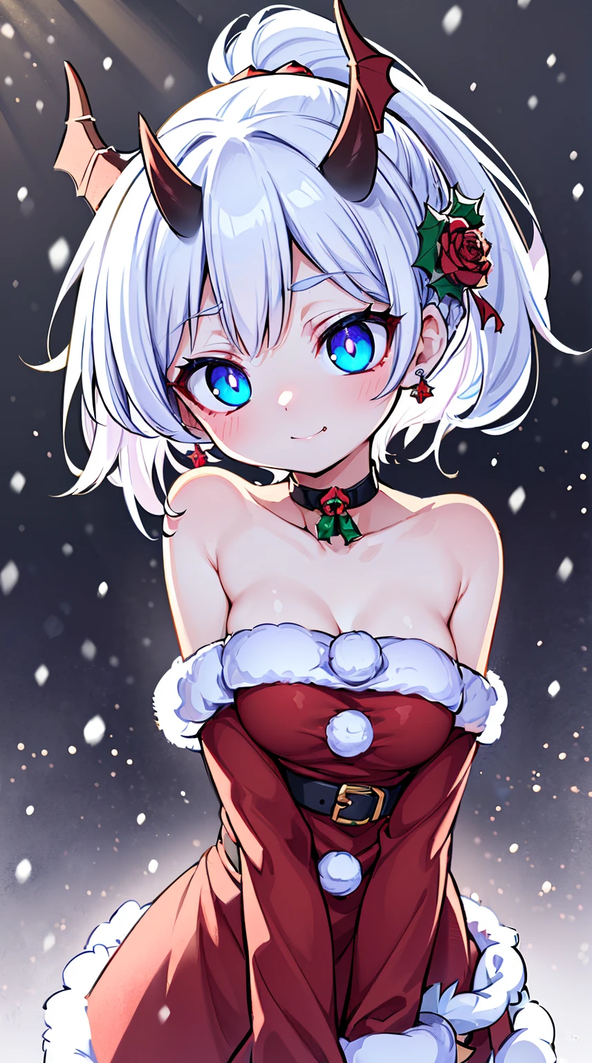 ((( (Winter background), (Snowing), (Christmas theme), (Slutty Santa outfit), ))) BLACKLIGHT, ((NSFW)), ((Medium Boobs)), realistic art, extremely delicate and beautiful, ultra-detailed, (1girl), ((Blue eyes)), floating, detailed light, illustration, dynamic angle, depth of field, ((((milf)))), girly, ((Blue and White hair, multicoloured hair, Blue highlights hair, (Ponytail), hair ornament, hair flower, flower, makeup, braid, smile)), demon eyes, fangs, pale white skin, (((best quality, tall girl, (skindentation), (blur background:0.6), (casual yet stylish, ((Demon Horns)), ), gorgeous, (short hair:1.5), soft lighting, wind, (front light:1.5), surprised, choker, smile, jewelry, earrings))), (ultra high res, best quality,), (8k, raw photo, best quality, masterpiece), technological sense, best quality, masterpiece, illustration,CG ,unity ,wallpaper, official art, Amazing, finely detail, an extremely delicate and beautiful,extremely detailed, highly detailed, sharp focus,rich background, (real person,photograph), ((high detailed skin)), ((( , (crazy eyes:1.3), (wide-eyed:1.2), (glowing eyes), (Demon) ))), (((a close up of a person with a weird face and nails, gothic maiden anime girl, gothic - cyberpunk, cyberpunk horror style, gothic art style, detailed digital anime art, gothic art, demon anime girl, gothic girl face, anime style 4 k, dark art style, anime cyberpunk art, gothic aesthetic, 18 - year - old anime goth girl, gothic horror vibes)))