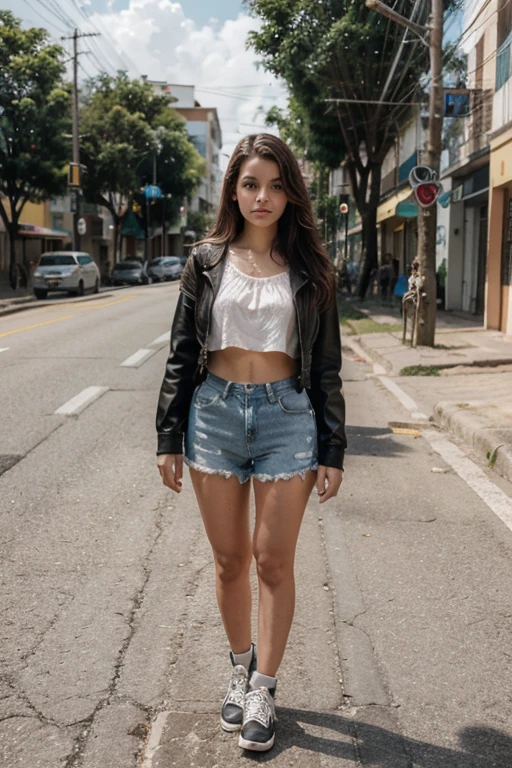 otografia de uma mulher de 19yo, rosto perfeito, standing on her feet, passeando na rua
