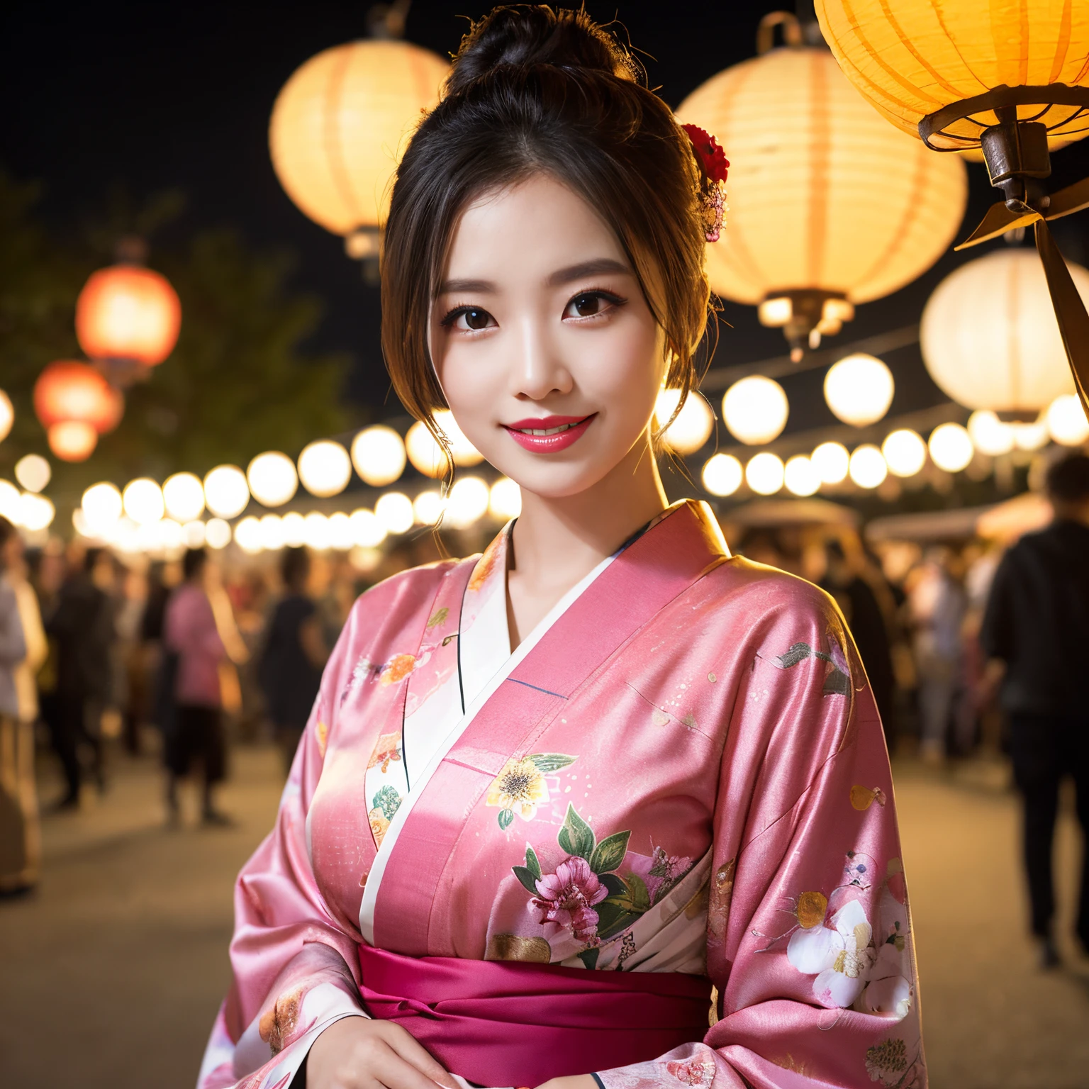 Japan night summer festival red lantern