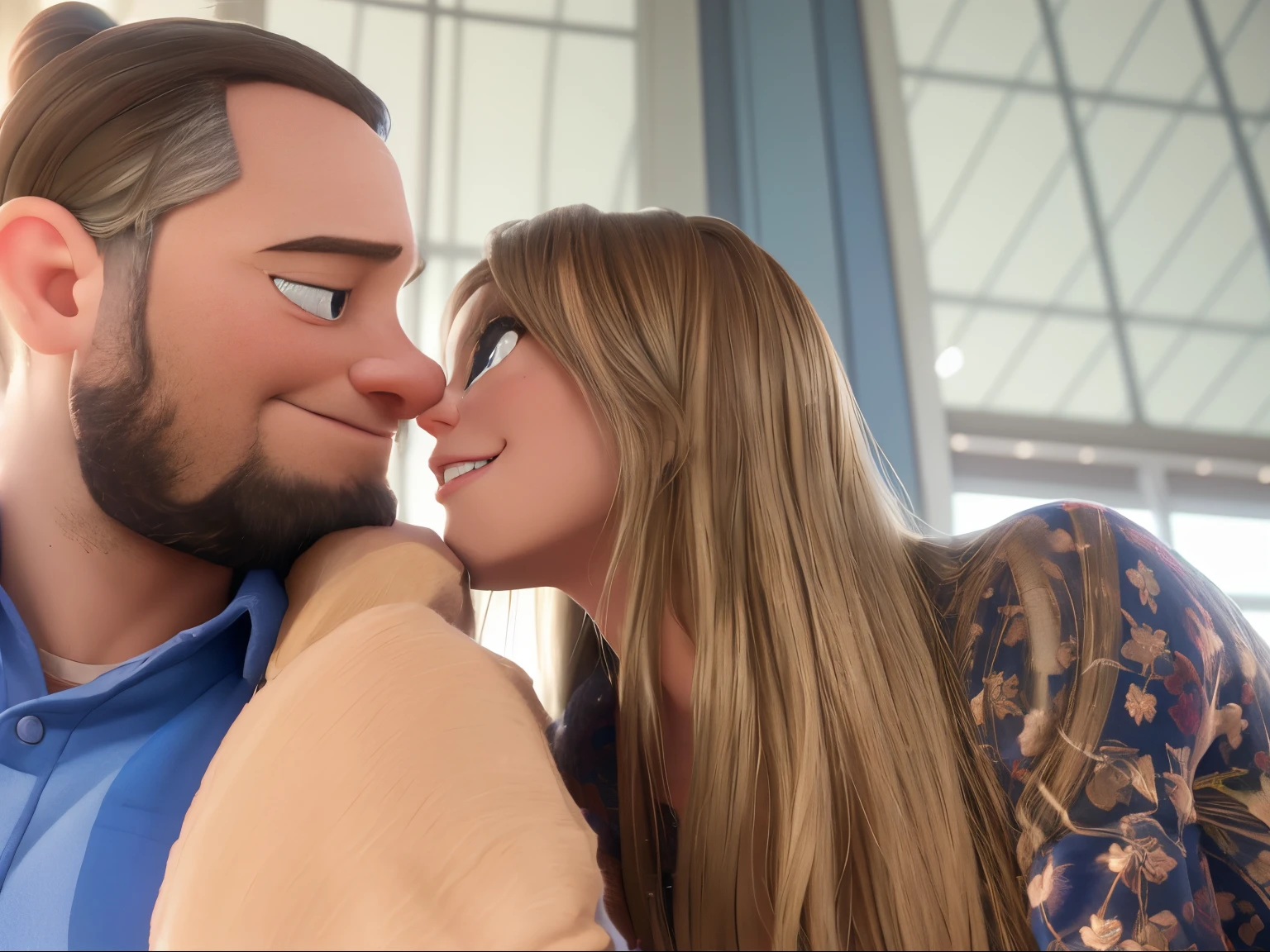 there is a man and woman that are kissing each other, pixar portrait 8 k photo, realistic movie still, photorealistic movie still, animated movie still, animated still, cg art, render in pixar, animated film, super detailed render, hyper realistic content, animated film still, animated movie shot, detailed portrait shot, frame from pixar movie, animation still
