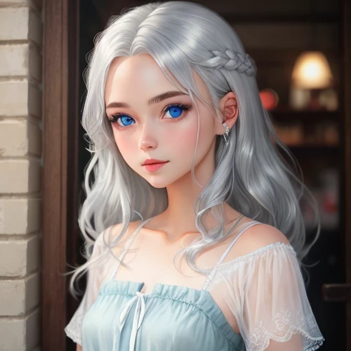 Girl with silver hair and blue eyes