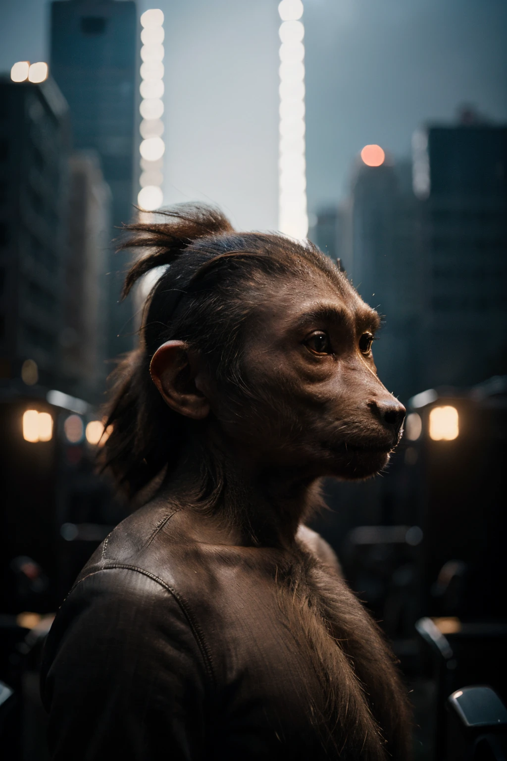 (Cinematic Photo:1.3) of (Ultra detailed:1.3) an anthropomorphic [wolf: baboon:10]