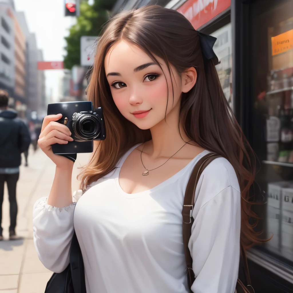 Take a photo of an attractive girl showing her