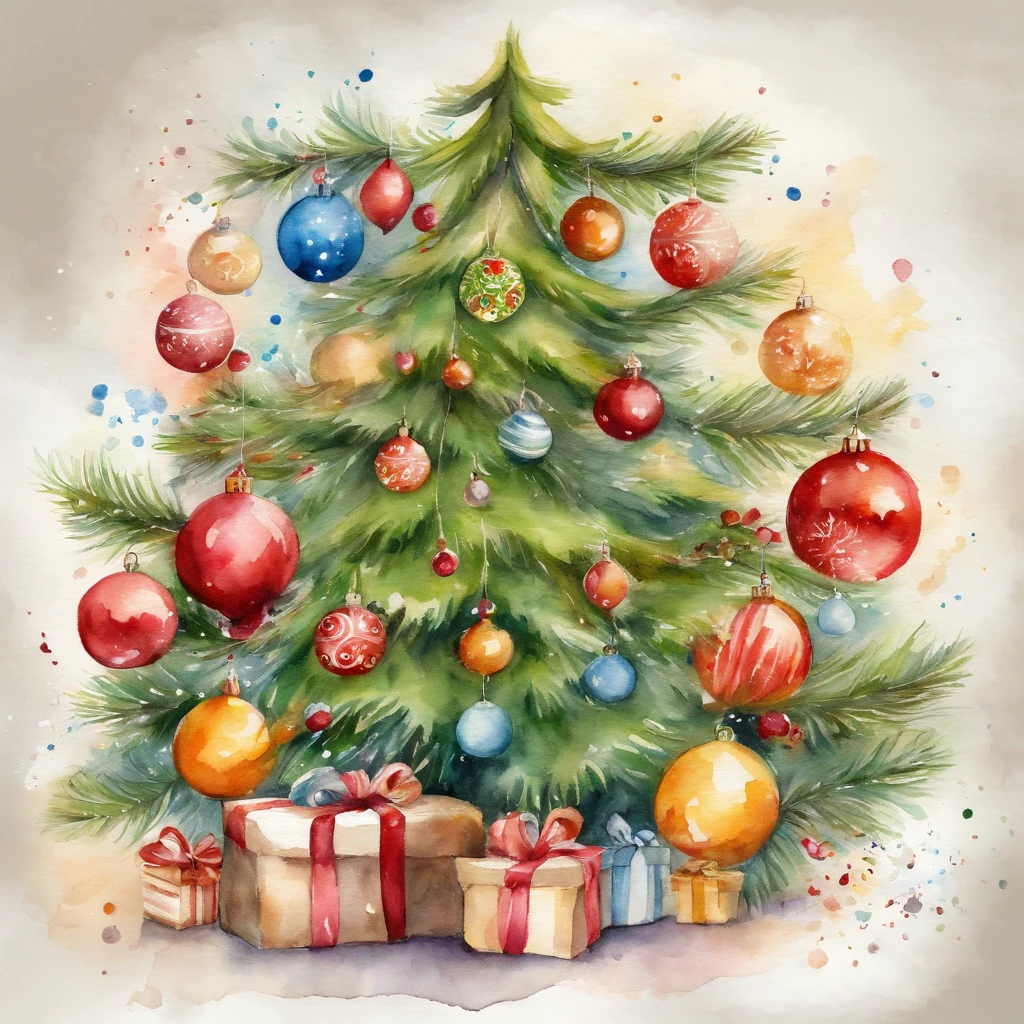 Christmas tree full of colorful ornaments