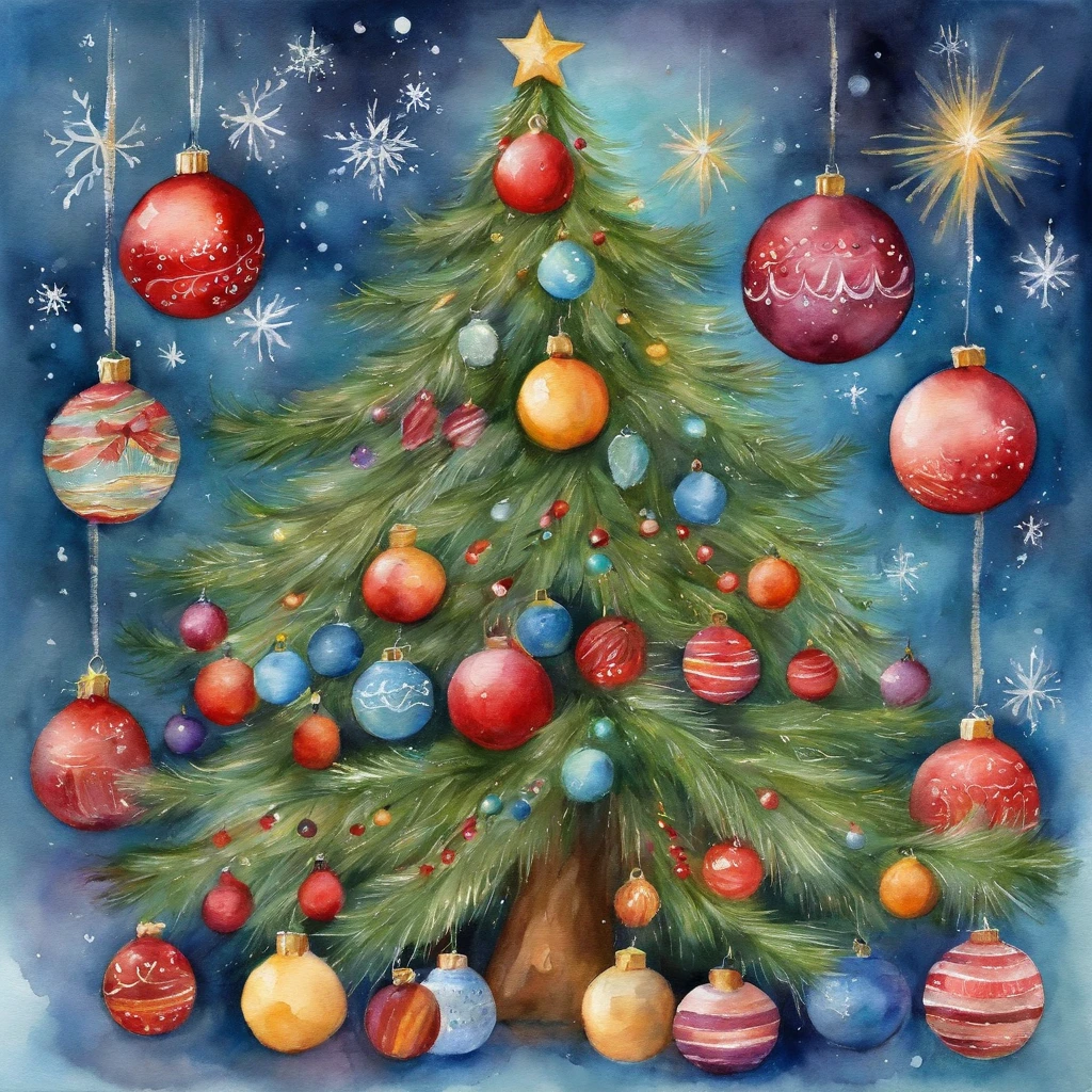 Christmas tree full of colorful ornaments