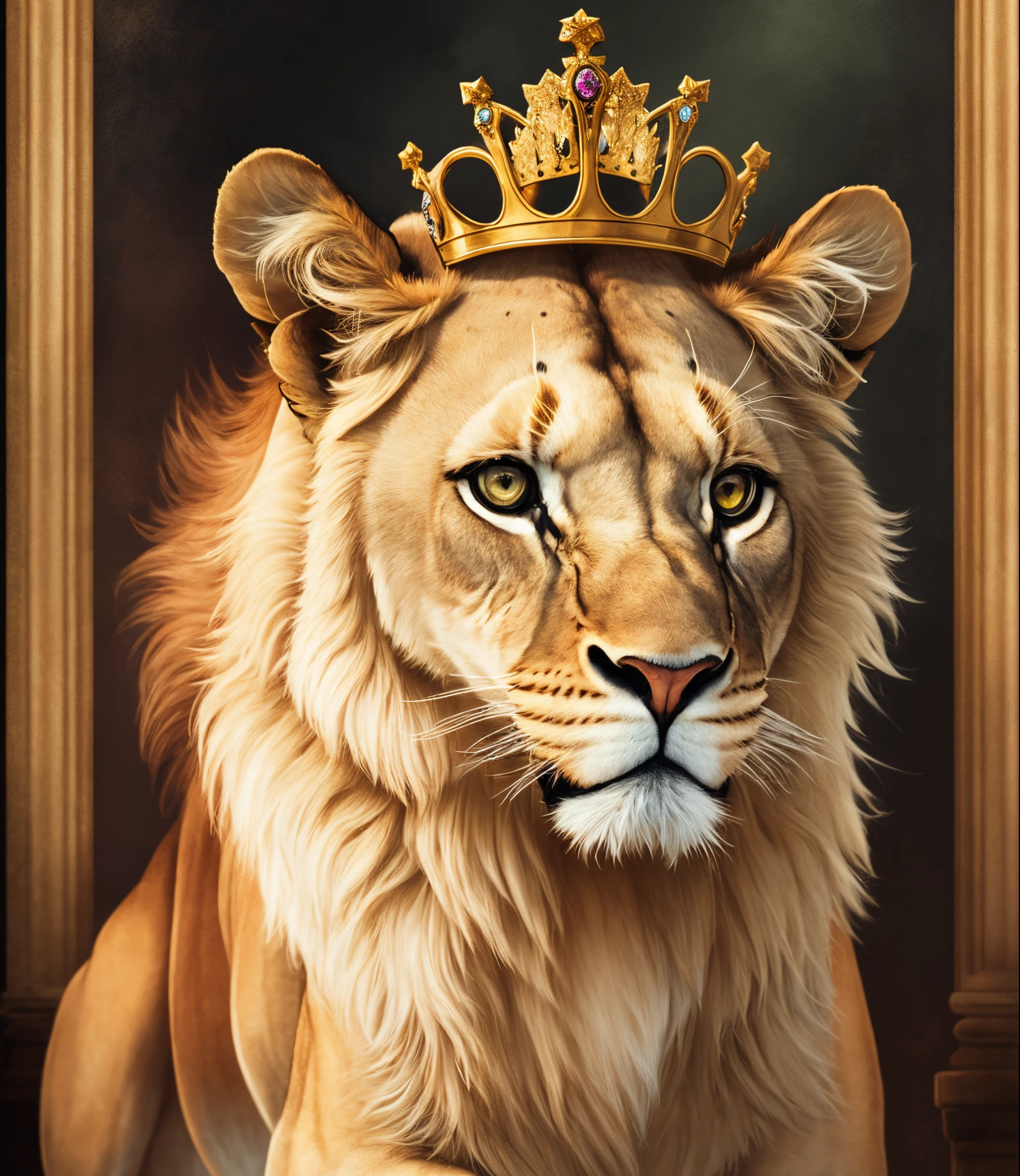 lioness with a beautiful crown on her head --auto --s2