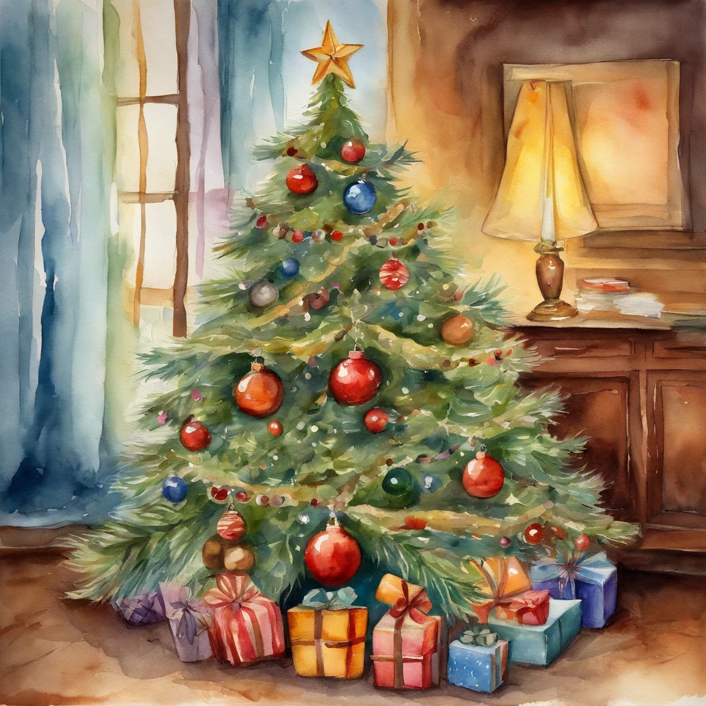 Cute Christmas tree colorfully decorated at home