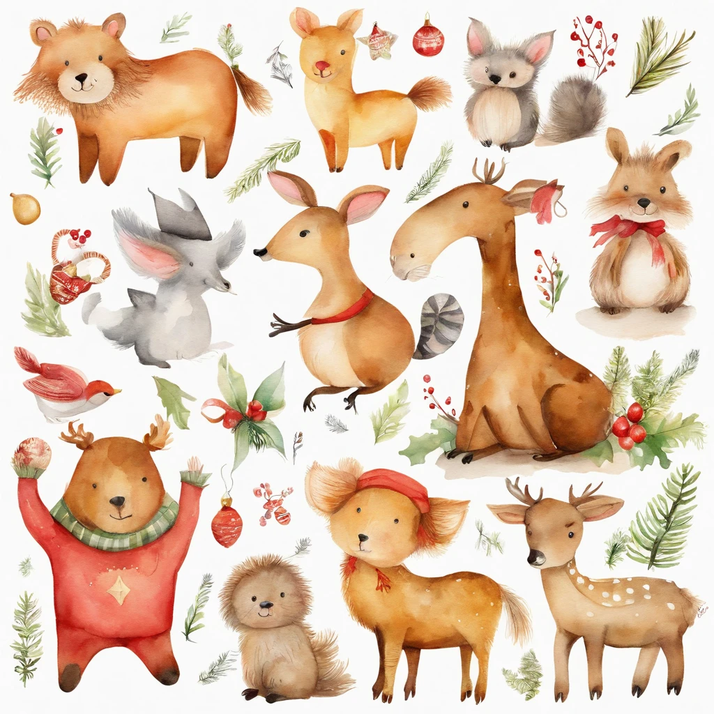Lots of cute children&#39;s animal Christmas decorations