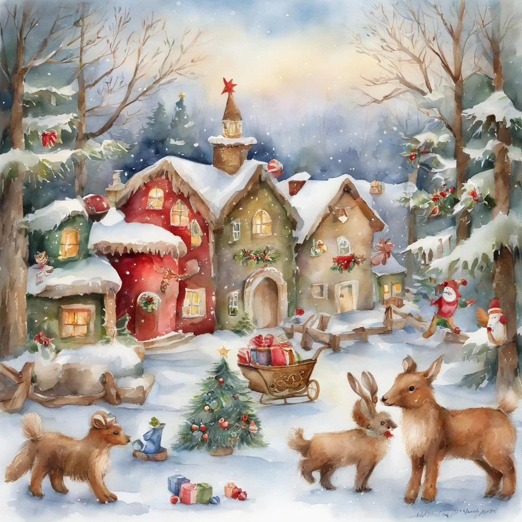 Lots of cute children's animal Christmas decorations