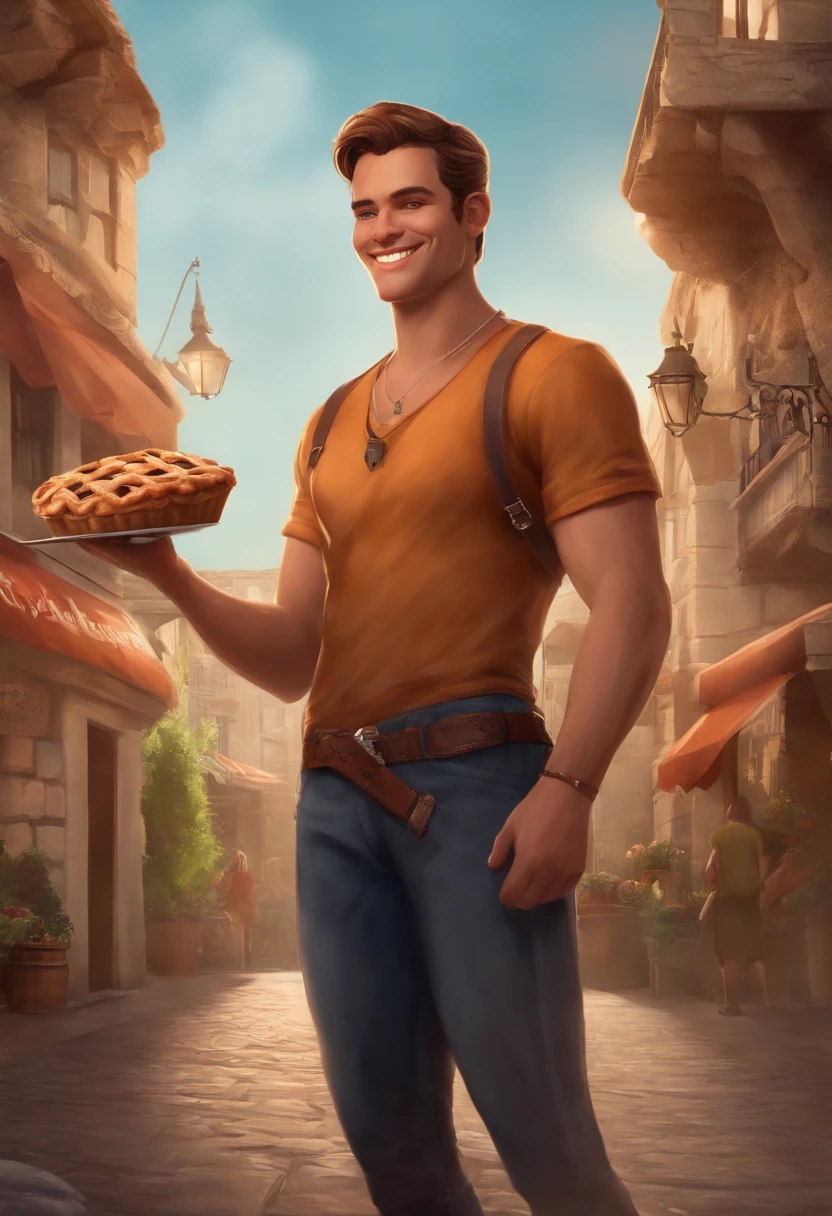 A charming selfie of the character smiling and holding a freshly baked pie, with a hidden bottle of poison tucked away in the background.,original,He looks like your average everyday guy. He never wants to stand out in a crowd. He wants to look like everyone else. He is an average man. , male