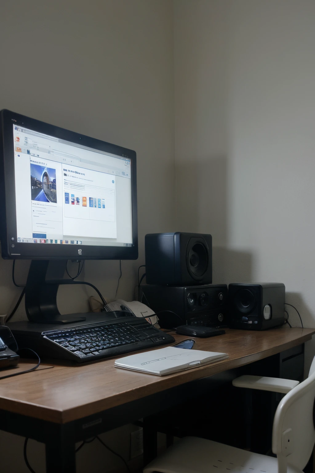 Crie uma imagem como qualidade 1600x1600 px, de um computador desktop, com um adolecente operando o computador, dentro do seu quarto, o adolecente de 14 anos.