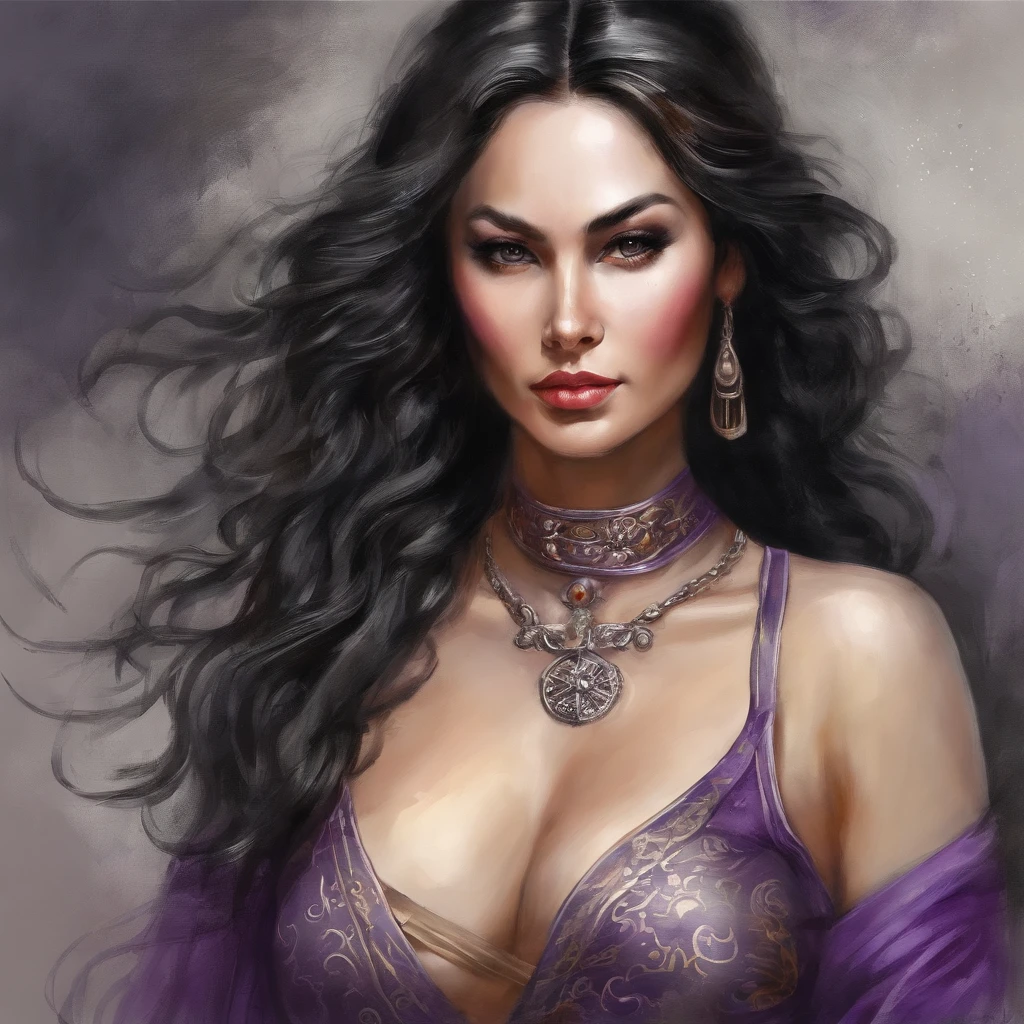 The majestic female general,slimfigure,Ripe and full,exciting huge boobs,Sexy slender legs,no excess flesh,Wear purple gelcoat,A Japanese sword hangs from his waist,With a bow and arrow on his back,Wearing Japanese armor,The brilliance of motherhood almost overflows,Always with a kind expression,cabelos preto e longos