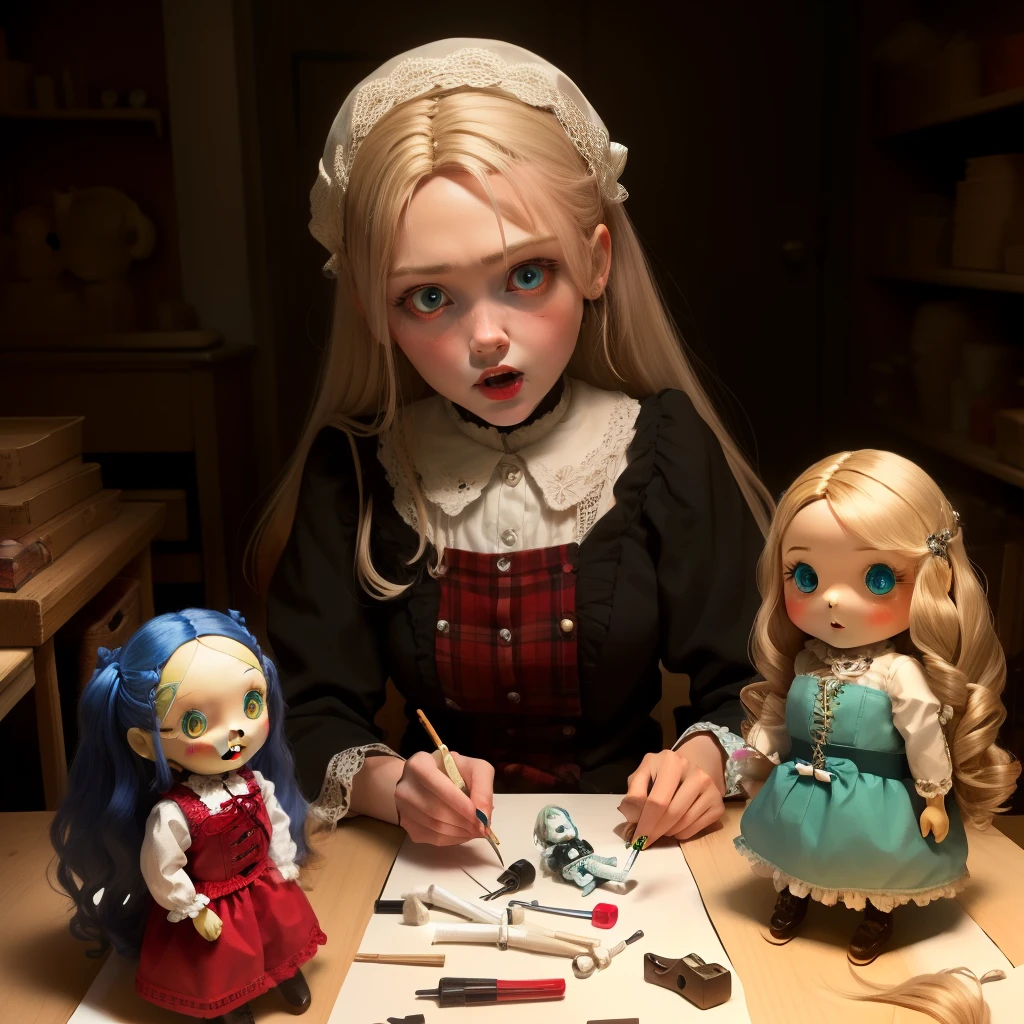 Otis driftwood holding a blythe doll
