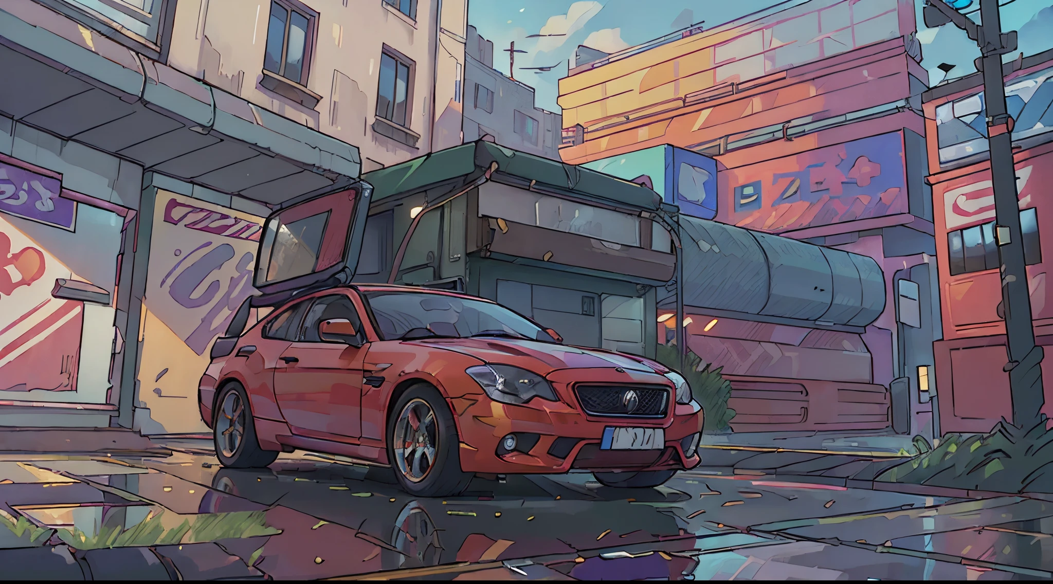 (Best Quality, High resolution:1.2), Ultra-detailed, (Realistic:1.37) Car, Streets of London, Detailed reflections of car surfaces, High quality and precise painting, Vibrant colors, Natural lighting, with the girl next door, HDR, high-level image quality