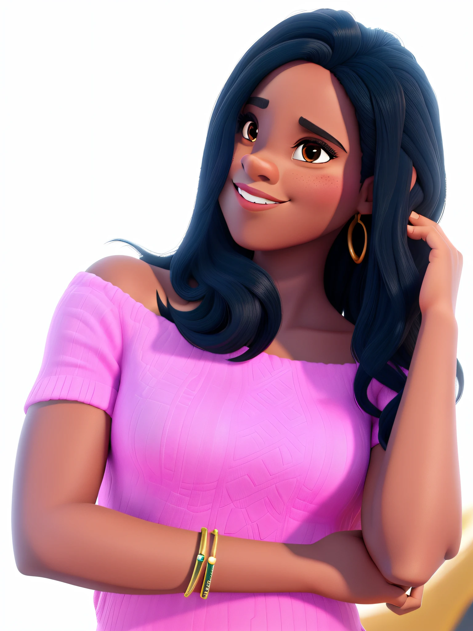 Uma mulher negra, estilo disney pixar, alta qualidade melhor qualidade