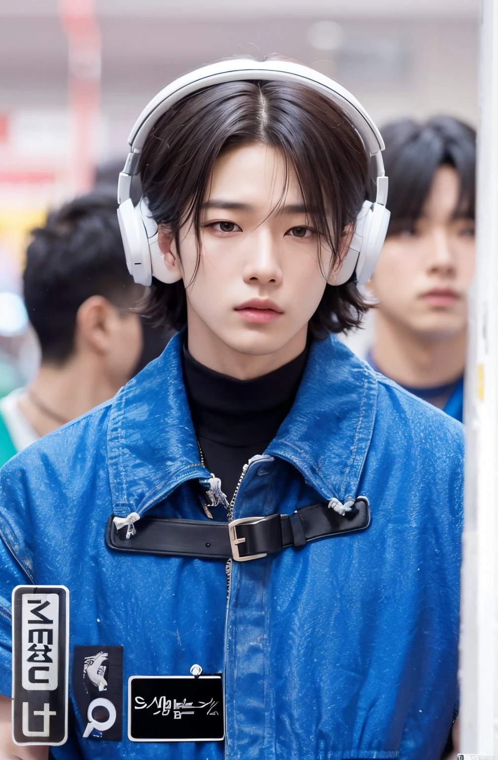 Hombre arafed con auriculares caminando por una calle, Jung Jaehyun, Kim Doyoung, Wonbin Lee, Jinyoung Shin, Taejune Kim, Cai Xukun, Blade de Drain Gang, beautiful androgynous prince, delicate androgynous prince, Hyung Tae, Ulzzang masculino, Sakimichan, Inspirado por Jeonseok Lee