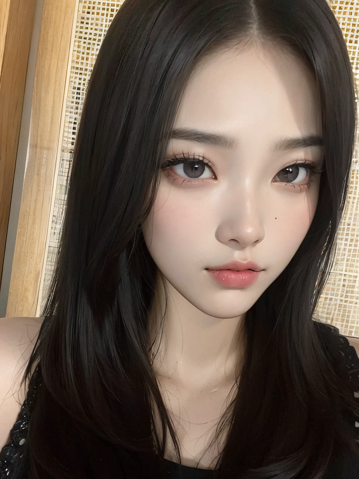 um close up de uma mulher com longos cabelos pretos e um top preto, Jaeyeon Nam, Lee Ji - Eun, Lee Ji-eun, jennie blackpink, Heonhwa Choe, Parque Ji-min, Jinyoung Canela, wan adorable korean face, Hwang SE - EM, Gongbi, Mulher sul-coreana bonita, kwak ji jovem, menina coreana