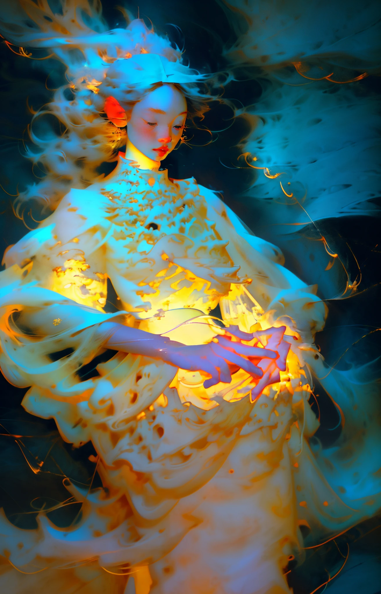 up the room with her presence, ethereal and celestial vibe, glowing with a soft golden light, surrounded by a garden of blooming flowers, wearing a flowing gown that billows in the breeze, a sense of serenity and wonder, magical starry dust floating around her, the star in her hands radiating warmth and hope, her eyes twinkling with joy and passion, a beam of light casting a gentle halo around her, painting-like quality, vibrant colors with a dreamy atmosphere, an enchanting blend of fantasy and reality.
(best quality,4k,highres:1.2),ultra-detailed,(realistic:1.37),
impressionistic style, warm color palette, soft diffused lighting.