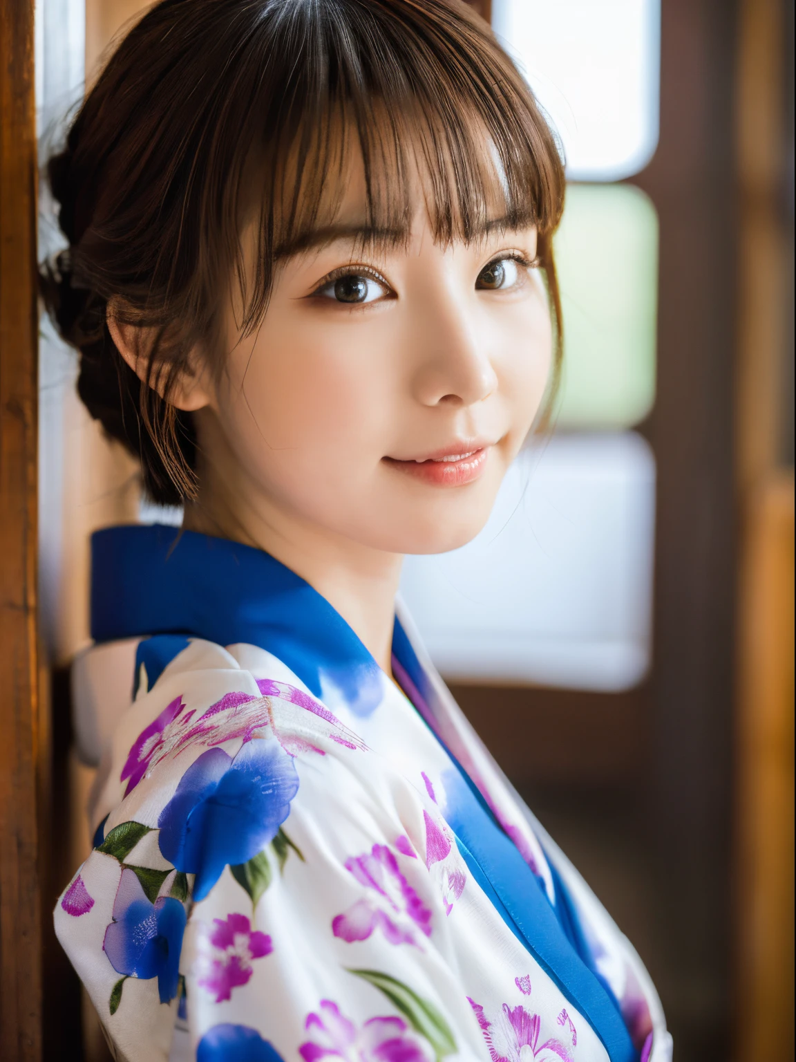 Kimono, Obi, (8K, Raw photo, Best Quality, masutepiece: 1.2), (Realistic: 1.6), (masutepiece), (Best Quality: 1.0), (Ultra Hi-Res: 1.0), detail, 20s, One, Detail beautiful skin, Detail room, ,Realistic skin