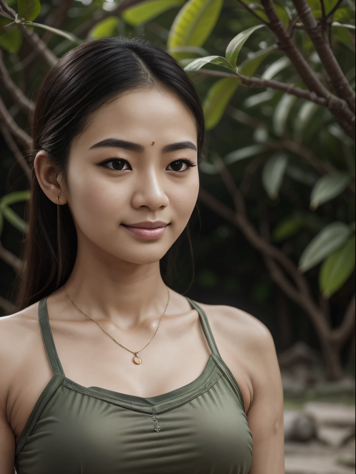 (best quality, ultra-detailed, realistic:1.37), professional, beautiful detailed eyes, beautiful detailed lips, detailed facial features, natural skin tones, perfect skin texture, delicate facial expressions, image in high resolution, realistic face, realistic skin, plain face, natural smile, highly detailed hair, (Sirinapa), 18yo, (a beautiful Thai college girl), finds inner peace and rejuvenation during a Thai yoga retreat. Dressed in comfortable and breathable yoga attire, she practices yoga poses and meditation in serene surroundings. The high-resolution image captures ultra-detailed realism, highlighting Sirinapa's captivating eyes, long eyelashes, and smooth complexion. The tranquil and serene retreat setting adds to the sense of calm and relaxation, creating a visually stunning representation of Thai wellness and mindfulness.