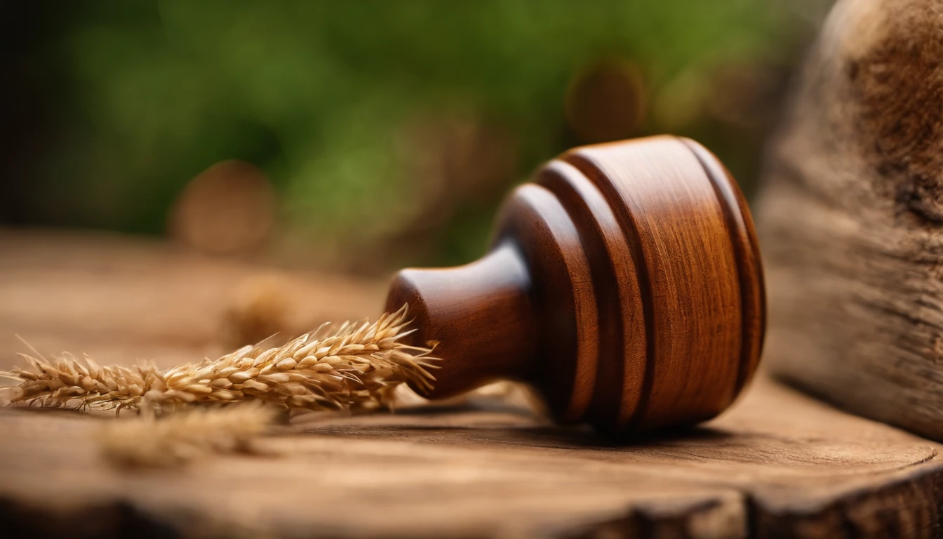 Capture a detail shot of a wooden bottle stopper, showcasing its natural grains and textures.”
