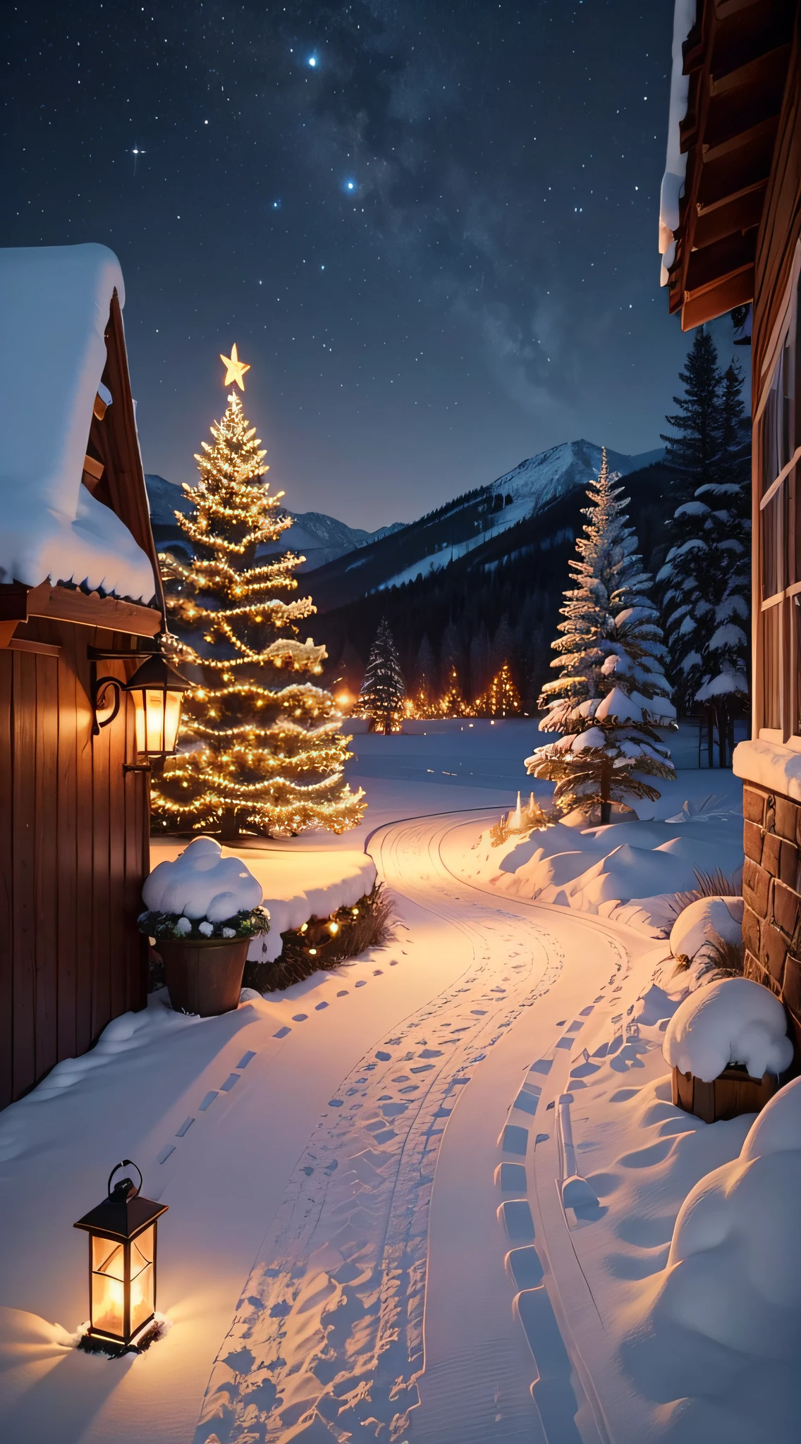 christmas landscape, cozy, warm