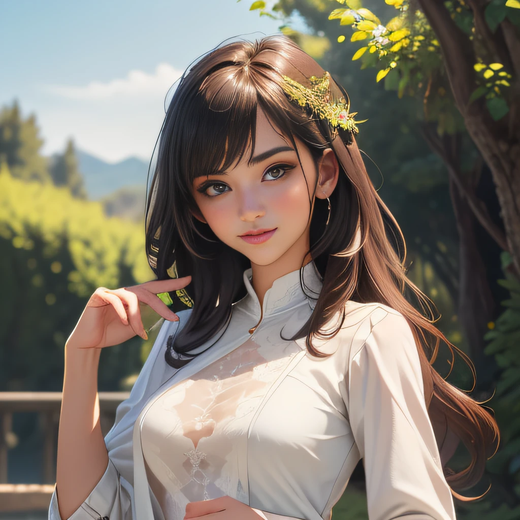 (extremely detailed 8K wallpaper:2), (photo:2), (24 years old Xuan Beautiful girl:2), (gives a lecture to friends:2), Detailed (Face & Eyes), (hyper realistic:1), (Highly detailed:1), (Epic Realistic:1), rim light, (Maximum details:1), Cosy, (body complet:1.3), (looking a viewer:2.0), (Attractive qualities of a woman:2), (attractive female:2), (Attractive:2), Smile, intelligence, sympathy, Grace, A sense of style, Fitness, Care, optimism, (sensitivity:2), frankness, Romantic gestures, playfulness, Fashion Sense, (sensuality:2), charm, modesty, Thoughtfulness, (femininity:1), flirtatiousness, warmth, (Physical Attractiveness:2), beautiful smile, Love of Life, Strength and power, Vulnerability, curiosity, wonder, Love, (Nature's prehistory:2), Kawaii, waifu, beautiful breasts, (attractive body:2), (handsome body:2), BEAUTIFUL POSE, attractive pose, (nice feet:1.0), (beautiful clothing:1), (Classic clothes:2), (elegant clothing:2), (European Clothing:2), detailed clothes, (upskirt:1), (blouse:1), (provocative pose)