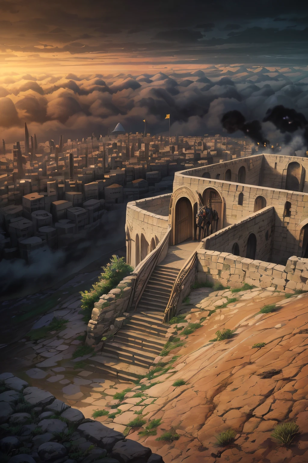(Superb quality, 8k, highres, masterpiece:1.2), ultra photoreal, (realistic, photorealistic,photo-realistic:1.37), holy crusader medieval knight, leader, leading thousands of crusaders to Jerusalem