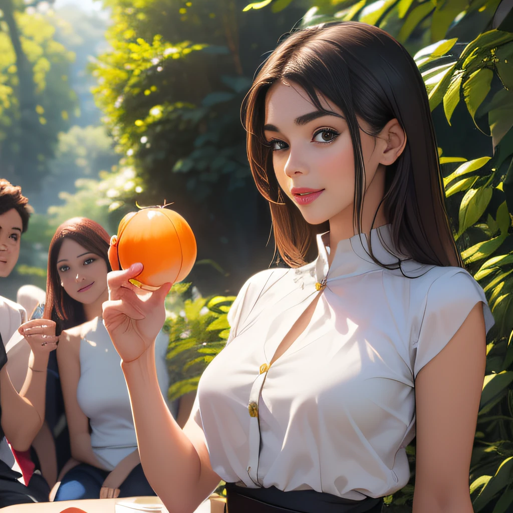 (extremely detailed 8K wallpaper:2), (photo:2), (26 years old Xuan Beautiful girl:2), (gives a lecture to friends:2), Detailed (Face & Eyes), (hyper realistic:1), (Highly detailed:1), (Epic Realistic:1), rim light, (Maximum details:1), Cosy, (body complet:1.3), (looking a viewer:2), (Attractive qualities of a woman:2), (attractive female:2), (Attractive:2), Smile, intelligence, sympathy, Grace, A sense of style, Fitness, Care, optimism, (sensitivity:2), frankness, Romantic gestures, playfulness, Fashion Sense, (sensuality:2), charm, modesty, Thoughtfulness, (femininity:1), flirtatiousness, warmth, (Physical Attractiveness:2), beautiful smile, Love of Life, Strength and power, Vulnerability, curiosity, wonder, Love, (Nature's prehistory:2), Kawaii, waifu, beautiful breasts, (attractive body:2), (handsome body:2), BEAUTIFUL POSE, attractive pose, (nice feet:1.0), (beautiful clothing:1), (Classic clothes:2), (elegant clothing:2), (European Clothing:2), detailed clothes, (upskirt:1), (blouse:1), (provocative pose)