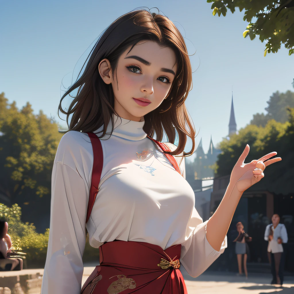 (extremely detailed 8K wallpaper:2), (photo:2), (26 years old Xuan Beautiful girl:2), (gives a lecture to friends:2), Detailed (Face & Eyes), (hyper realistic:1), (Highly detailed:1), (Epic Realistic:1), rim light, (Maximum details:1), Cosy, (body complet:1.3), (looking a viewer:2), (Attractive qualities of a woman:2), (attractive female:2), (Attractive:2), Smile, intelligence, sympathy, Grace, A sense of style, Fitness, Care, optimism, (sensitivity:2), frankness, Romantic gestures, playfulness, Fashion Sense, (sensuality:2), charm, modesty, Thoughtfulness, (femininity:1), flirtatiousness, warmth, (Physical Attractiveness:2), beautiful smile, Love of Life, Strength and power, Vulnerability, curiosity, wonder, Love, (Nature's prehistory:2), Kawaii, waifu, beautiful breasts, (attractive body:2), (handsome body:2), BEAUTIFUL POSE, attractive pose, (nice feet:1.0), (beautiful clothing:1), (Classic clothes:2), (elegant clothing:2), (European Clothing:2), detailed clothes, (upskirt:1), (blouse:1), (provocative pose)