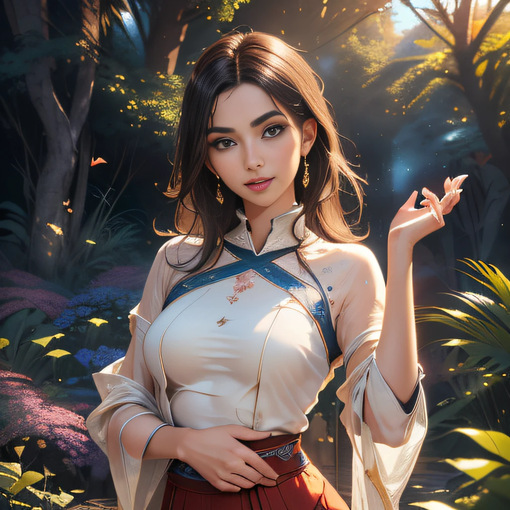 (extremely detailed 8K wallpaper:2), (photo:2), (26 years old Xuan Beautiful girl:2), (gives a lecture to friends:2), Detailed (Face & Eyes), (hyper realistic:1), (Highly detailed:1), (Epic Realistic:1), rim light, (Maximum details:1), Cosy, (body complet:1.3), (looking a viewer:2), (Attractive qualities of a woman:2), (attractive female:2), (Attractive:2), Smile, intelligence, sympathy, Grace, A sense of style, Fitness, Care, optimism, (sensitivity:2), frankness, Romantic gestures, playfulness, Fashion Sense, (sensuality:2), charm, modesty, Thoughtfulness, (femininity:1), flirtatiousness, warmth, (Physical Attractiveness:2), beautiful smile, Love of Life, Strength and power, Vulnerability, curiosity, wonder, Love, (Nature's prehistory:2), Kawaii, waifu, beautiful breasts, (attractive body:2), (handsome body:2), BEAUTIFUL POSE, attractive pose, (nice feet:1.0), (beautiful clothing:1), (Classic clothes:2), (elegant clothing:2), (European Clothing:2), detailed clothes, (upskirt:1), (blouse:1), (provocative pose)