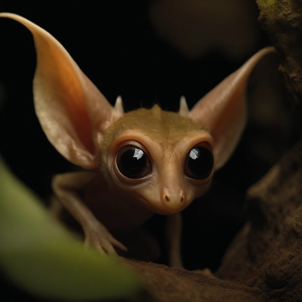 In the cave，Small male goblins, large ears, long proboscis nose, big eyes