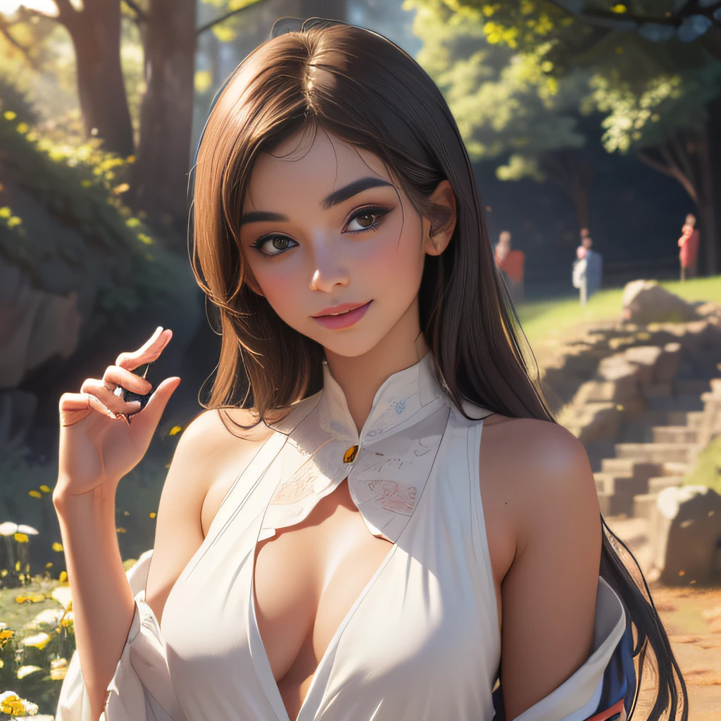 (extremely detailed 8K wallpaper:2), (photo:2), (22 years old Xuan Beautiful girl:2), (gives a lecture to friends:2), Detailed (Face & Eyes), (hyper realistic:1), (Highly detailed:1), (Epic Realistic:1), rim light, (Maximum details:1), Cosy, (body complet:1.3), (looking a viewer:2), (Attractive qualities of a woman:2), (attractive female:2), (Attractive:2), Smile, intelligence, sympathy, Grace, A sense of style, Fitness, Care, optimism, (sensitivity:2), frankness, Romantic gestures, playfulness, Fashion Sense, (sensuality:2), charm, modesty, Thoughtfulness, (femininity:1), flirtatiousness, warmth, (Physical Attractiveness:2), beautiful smile, Love of Life, Strength and power, Vulnerability, curiosity, wonder, Love, (Nature's prehistory:2), Kawaii, waifu, beautiful breasts, (attractive body:2), (handsome body:2), BEAUTIFUL POSE, attractive pose, (nice feet:1.0), (beautiful clothing:1), (Classic clothes:2), (elegant clothing:2), (European Clothing:2), detailed clothes, (upskirt:1), (blouse:1), (provocative pose)