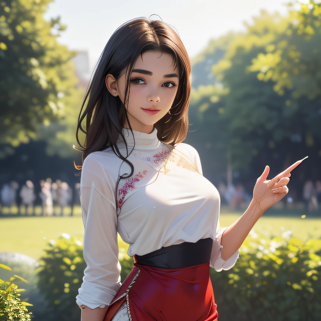 (extremely detailed 8K wallpaper:2), (photo:2), (22 years old Xuan Beautiful girl:2), (gives a lecture to friends:2), Detailed (Face & Eyes), (hyper realistic:1), (Highly detailed:1), (Epic Realistic:1), rim light, (Maximum details:1), Cosy, (body complet:1.3), (looking a viewer:2), (Attractive qualities of a woman:2), (attractive female:2), (Attractive:2), Smile, intelligence, sympathy, Grace, A sense of style, Fitness, Care, optimism, (sensitivity:2), frankness, Romantic gestures, playfulness, Fashion Sense, (sensuality:2), charm, modesty, Thoughtfulness, (femininity:1), flirtatiousness, warmth, (Physical Attractiveness:2), beautiful smile, Love of Life, Strength and power, Vulnerability, curiosity, wonder, Love, (Nature's prehistory:2), Kawaii, waifu, beautiful breasts, (attractive body:2), (handsome body:2), BEAUTIFUL POSE, attractive pose, (nice feet:1.0), (beautiful clothing:1), (Classic clothes:2), (elegant clothing:2), (European Clothing:2), detailed clothes, (upskirt:1), (blouse:1), (provocative pose)