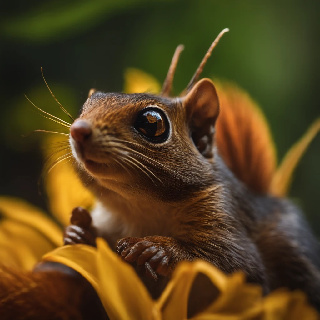 gremlin, squirrel-like, bright orange and brown, long tail covered in yellow flames, snook, flame clothes, Best Quality, Masterpiece, in style of dark fantasy art, Cute creatures from space. terraforming. alien flora, Miki Asai Macro photography, Close-up, ultra - detailed, trending on artstationh, Sharp focus, studio photo, Intricate details, Highly detailed, author:Greg Rutkovsky Facial details, Detailed skin, 真实感, Realism,Brad Jongsan walks in the jungle (Night of the Fireflies), (higly detailed: 1 1), rough face, natural skin, hiquality, NSFW, pretty eyes, (Detailed face and eyes), (s face: 1 2), tumult, Complementary, real-photo, ...PSD, Lightweight Film Photography, sharp-focus, contrast lighting, Detail Skin, high resolution 8k, Crazy detailing, Realistic, professional photo of a, 8K UHD, dslr, soft light, hiquality, film grains, Fujifilm XT3