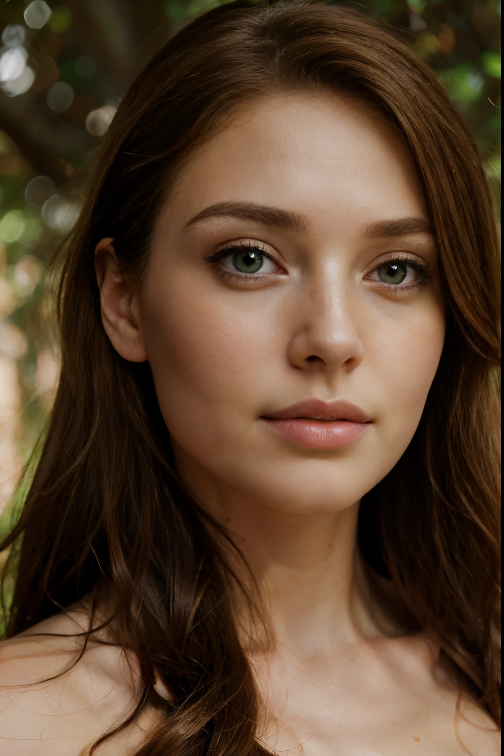 est quality, highres, realistic:1.37), HDR, ultra-detailed, 27-year-old woman, beautiful detailed enchanting green eyes, beautiful detailed lips, long eyelashes, flawless skin, lustrous chestnut hair cascading down her shoulders, natural makeup, elegant posture, soft natural lighting, subtle background, portrait, vivid colors