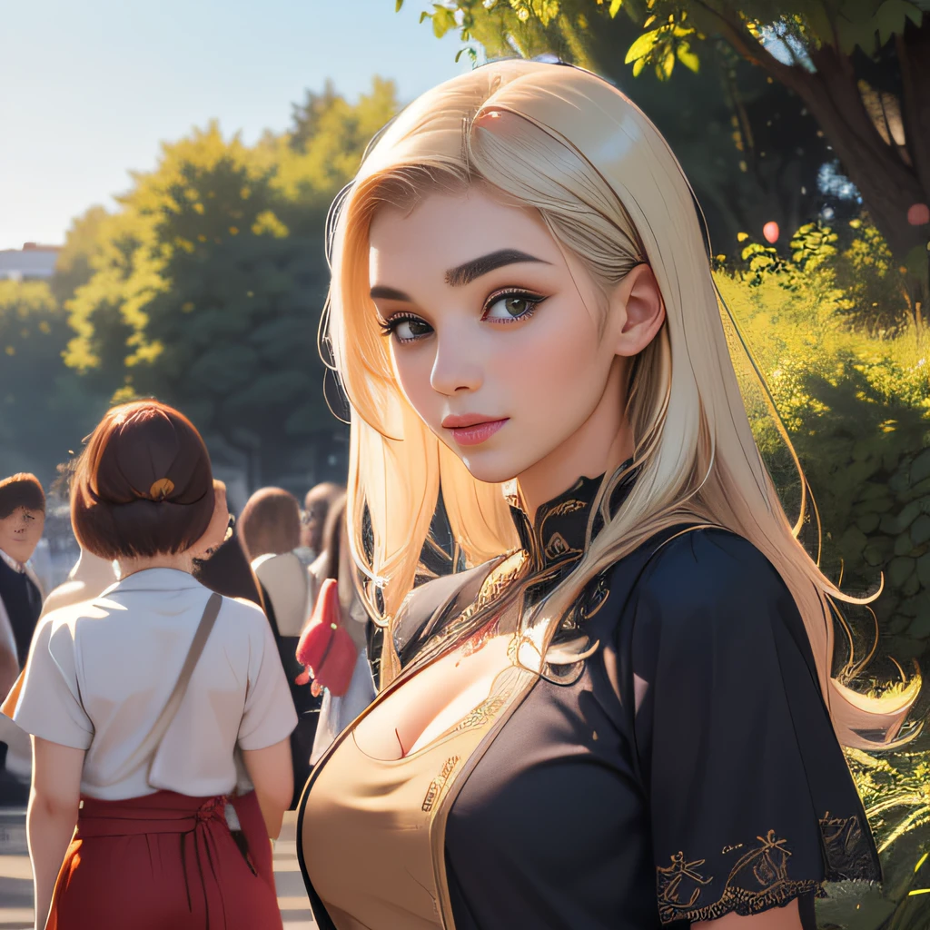 (extremely detailed 8K wallpaper:2), (photo:2), (22 years old Xuan Beautiful girl:2), (gives a lecture to friends:2), Detailed (Face & Eyes), (hyper realistic:1), (Highly detailed:1), (Epic Realistic:1), rim light, (Maximum details:1), Cosy, (body complet:1.3), (looking a viewer:2), (Attractive qualities of a woman:2), (attractive female:2), (Attractive:2), Smile, intelligence, sympathy, Grace, A sense of style, Fitness, Care, optimism, (sensitivity:2), frankness, Romantic gestures, playfulness, Fashion Sense, (sensuality:2), charm, modesty, Thoughtfulness, (femininity:1), flirtatiousness, warmth, (Physical Attractiveness:2), beautiful smile, Love of Life, Strength and power, Vulnerability, curiosity, wonder, Love, (Nature's prehistory:2), Kawaii, waifu, beautiful breasts, (attractive body:2), (handsome body:2), BEAUTIFUL POSE, attractive pose, (nice feet:1.0), (beautiful clothing:1), (Classic clothes:2), (elegant clothing:2), (European Clothing:2), detailed clothes, (upskirt:1), (blouse:1), (provocative pose)