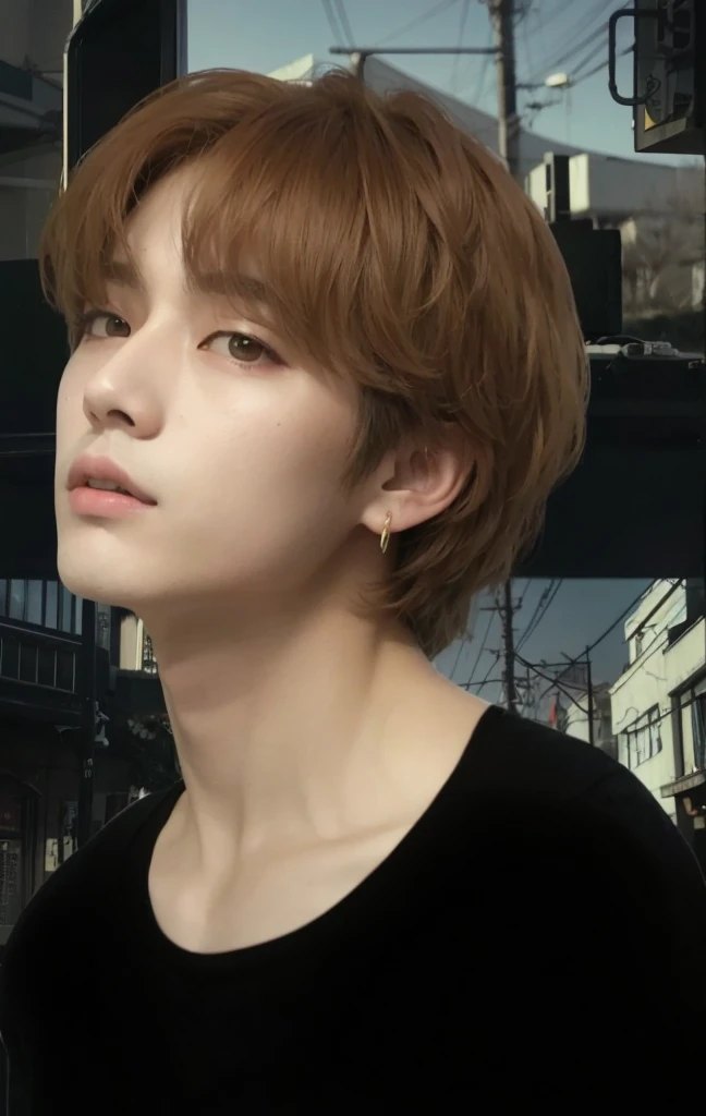 tem um jovem de cabelo curto e camisa preta, Jungkook, Inspirado em Jeonseok Lee, portrait of kpop idol, Jung Jaehyun, inspired by Sakai Hōitsu, Arte no estilo de Guweiz, Jimin, Parque Jimin, Jimin\Nariz grego, Retrato de Jossi de Blackpink, Cai Xukun